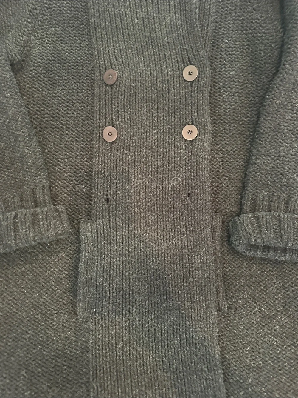 Eileen Fisher Charcoal Ribbed 100% Wool Cardigan Size S